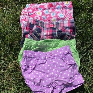 Baby Girls shorts 4 pairs multi color pattern.